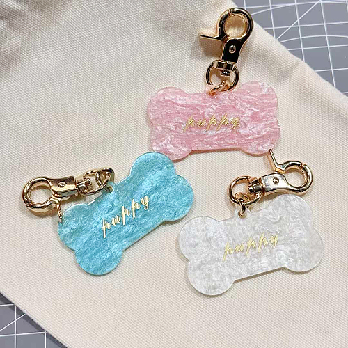 無敵かわいいドッグボーン型の名札 名入れ可能 ピンク/ホワイト/ブルー