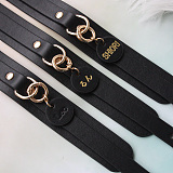 【名入れの名札付き】クラシックブラック本革SM拘束首輪 リード付き