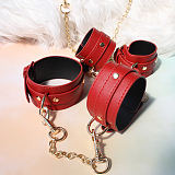 ワインレッド SM拘束具 4点セット 首輪 手枷 足枷 リード コスパ最強 (Wine Red SM Restraint 4-Piece Set Collar Handcuffs Ankle Cuffs Leash Best Value)