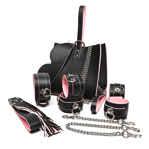 ブラックピンクの誘惑 シックで可愛らしい全身SM拘束8点セット
