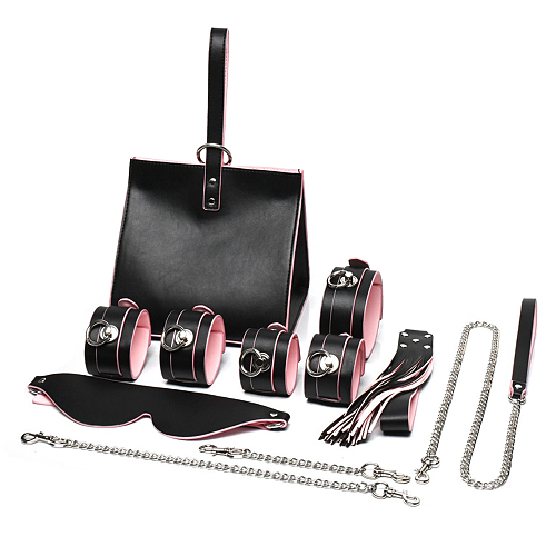 ブラックピンクの誘惑 シックで可愛らしい全身SM拘束8点セット