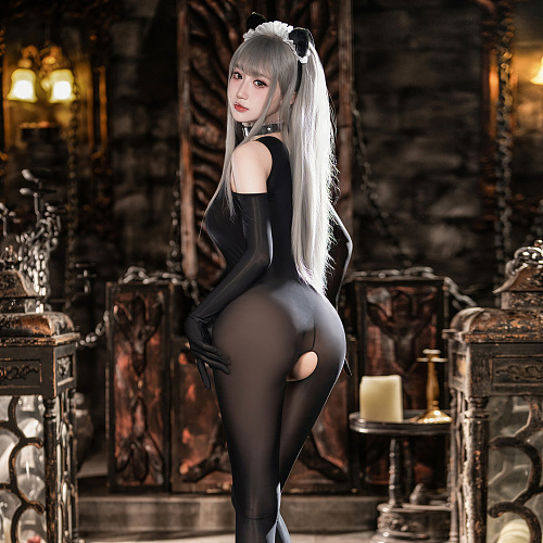 透け透けシースルーオープンクロッチメイドコスプレ3点セット