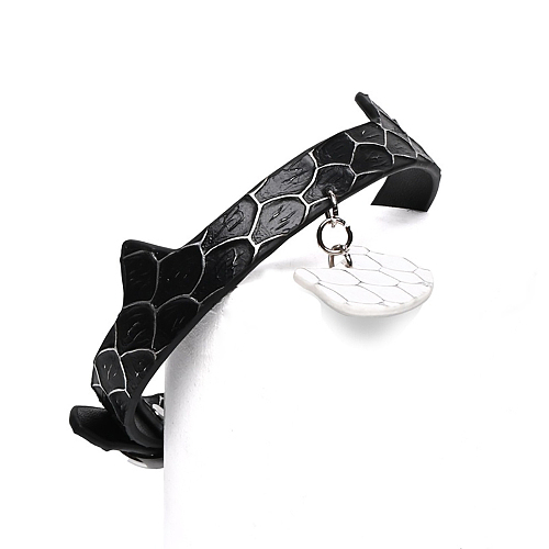 ネコ耳型本革SM拘束首輪 黒猫/白猫 リード付き