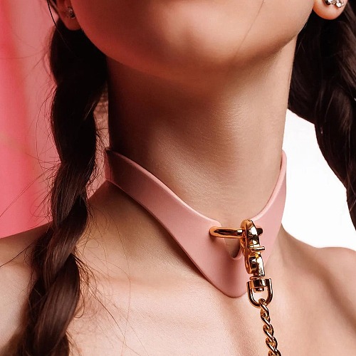 艶めくピンク甘美なる支配SM拘束5点セット（首輪・手枷・足枷・リード）