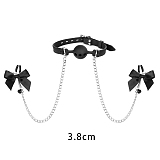 リボンニップルクリップ付きのシリコンボール口枷 3.8cm/4.5cm/4.8cm
