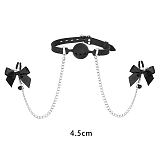 リボンニップルクリップ付きのシリコンボール口枷 3.8cm/4.5cm/4.8cm
