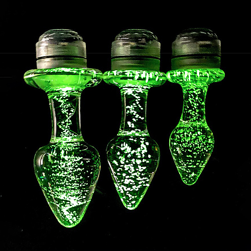 LEDライト付きガラス製アナルプラグ S/M/L