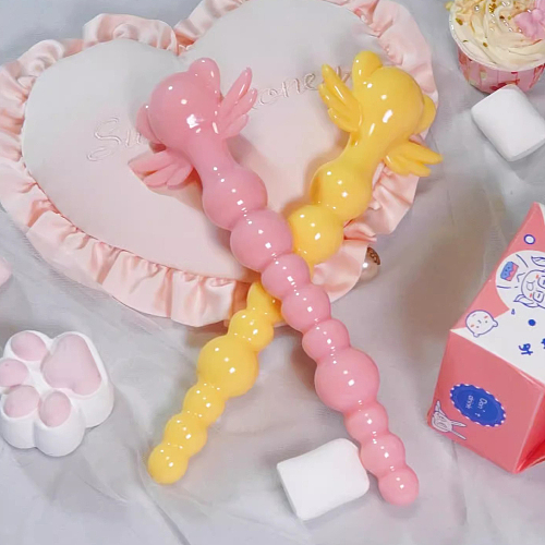 快感を段階的に楽しめるアナルビーズ ピンク/黄色