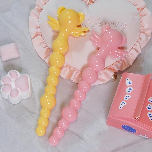 快感を段階的に楽しめるアナルビーズ ピンク/黄色