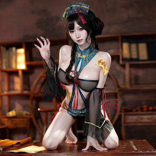 肌色多めなセクシーキョンシーコスプレ【ハロウィンコスプレ6点セット】