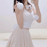 ふわもこ犬骨チョーカー＋毛玉ニップルクリップ＋毛玉アナルプラグ【ペットプレイ調教3点セット】