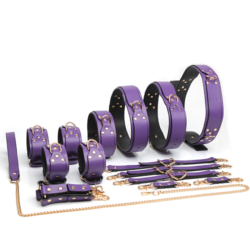 高級感あふれる重厚なハードSM拘束フルセット12点 収納袋付き