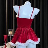 柔らかなベルベットバニーサンタドレスコスプレ4点セット