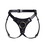 リング式ペニスバンド シリコン製ディルド付き ブラック