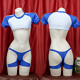 スポーティーセクシーブルマ風クロップドトップ＆ハイレグショーツセット