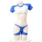 スポーティーセクシーブルマ風クロップドトップ＆ハイレグショーツセット