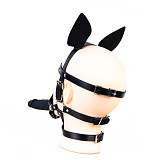 【奉仕プレイ向け】両面ダブルディルドギャグ 犬耳付き拘束ヘッドハーネス