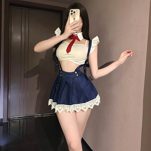 清純×過激な放課後の誘惑 JK風サスペンダースカートコスプレ