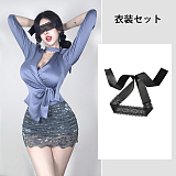 艶やかサテン×レースタイトの禁欲OL制服 アイマスク付