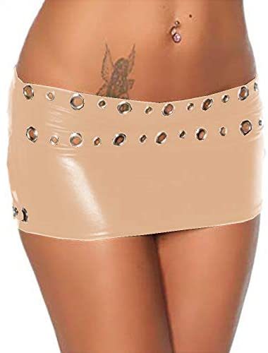 Plus Size Two Rows Metal Rings Mini Skirt Lady Sexy Low Waist Skirt