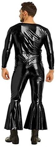 18 Colors Men Deep V-Neck Catsuit Flared Jumpsuit Cosplay Costume