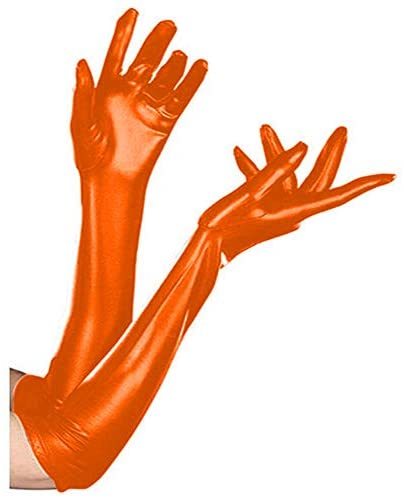 Sexy Five Finger Long Gloves Unisex Shiny Faux Leather Elbow Gloves