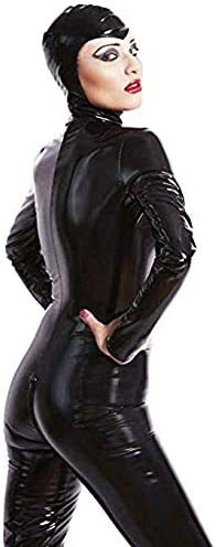 Womens Plus Size Bodycon Faux Leather Catsuit Teddy Clubwear Wetlook Bodysuit Jumpsuit Costume