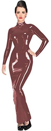Plus Size Lady Long Sleeve Long Dress Sexy PVC Cosplay Club Dress