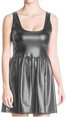 Plus Size Sexy Girl Mini Tank Dress Sleeveless Skater Pleated Dress