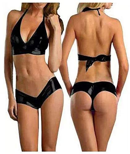 Sexy Bikini Set Women Lingerie Set Halter Lace Up Bra Micro Panties
