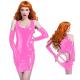 Plus Size Wet Look Clubwear Sleeveless Open Butt Dress with Gloves