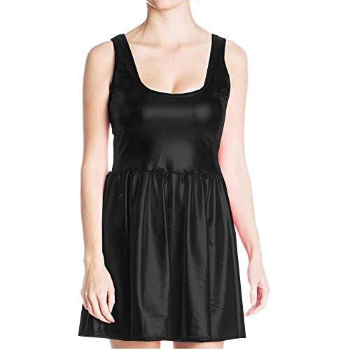 Plus Size Sexy Girl Mini Tank Dress Sleeveless Skater Pleated Dress