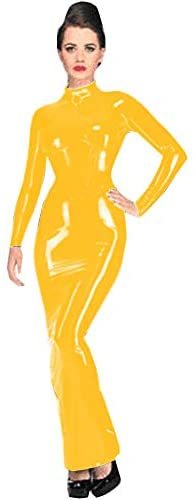 Plus Size Lady Long Sleeve Long Dress Sexy PVC Cosplay Club Dress