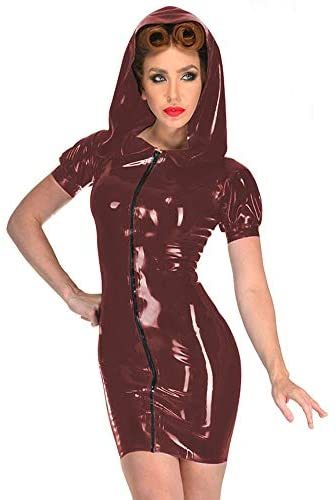12 Colors Gothic Zipper PVC Mini Dress Hooded Witch Cosplay Dress