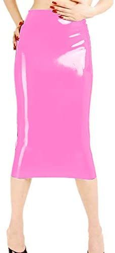 23 Colors Novelty Open Buttock Skirt Nightclub Hollow Out PVC Wetlook Midi Skirt