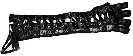 Women Black Sexy Long Lace Gloves Fingerless Elbow Party Cosplay Mitten