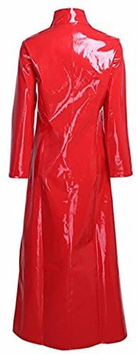 Halloween Party Costume Black/Red Wet Look Long Sleeve PVC Adult Costume Cloak S-XXL