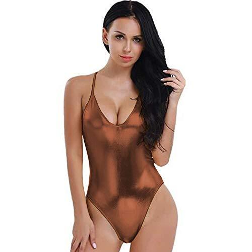 17 Colors Women High Cut Bodysuit Halter Criss Cross Back Leotard