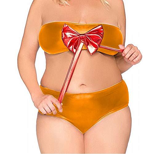 Plus Size Lady Lingerie Set Bow Strapless Bra + Low Waist Panties