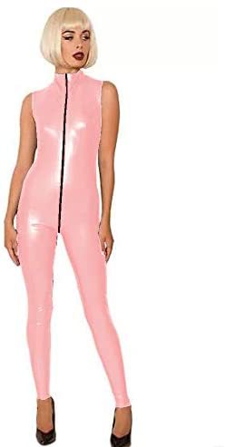 24 Colors Women Slim Cosplay PVC Catsuit Zip Open Crotch Jumpsuit