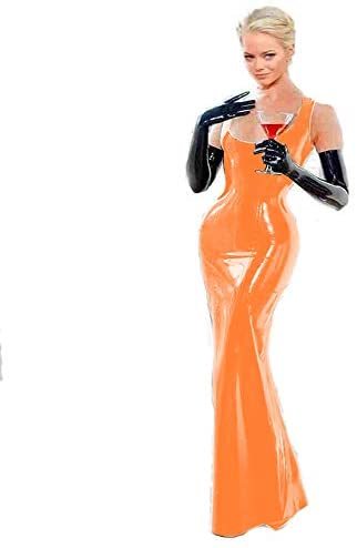Plus Size Low Cut Sleeveless Skinny Long Dress Ladies Elegant PVC Mermaid Dress