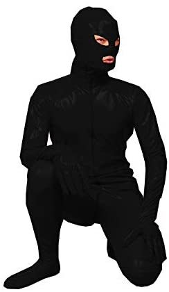 Men PVC Zip Zentai Masked Cosplay Catsuit Open Eyes Mouth Jumpsuit