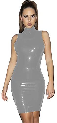 Plus Size Sexy Zip Back Split Club Dress Lady Sleeveless Mini Dress