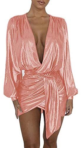 13 Colors Sparkly Irregular Draped Dress Lady Sexy Wrap Mini Dress