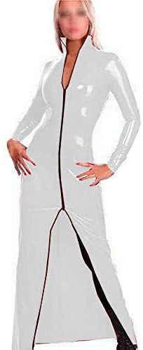 Plus Size Wet Look Dress Women Long Sleeve Turtleneck Zipper Dress
