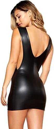 Sexy Women's Sleeveless Tank Dress Faux Leather Clubwear Charming Mini Bodycon
