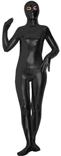 Plus Size Metallic Masked Open Eye Catsuit Women Second Skin Zentai