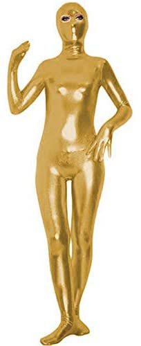 Plus Size Metallic Masked Open Eye Catsuit Women Second Skin Zentai