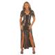 23 Colors Turndown Collar Long Dress Lady Split Dress Short Sleeve Keyhole Dress