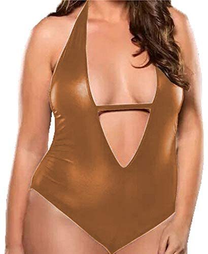 Plus Size Deep V-Neck Sexy Monokini Novelty Women Cut Out Bodysuit